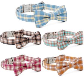 Plaid Dog Collar with Bow Pet Gift Adjustable Soft and Comfy Bowtie Collars for Small Medium Large Dogs (colour: Style 4)