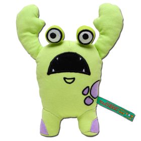 Touchdog Cartoon Up-for-Crabs Monster Plush Dog Toy (Color: Green)